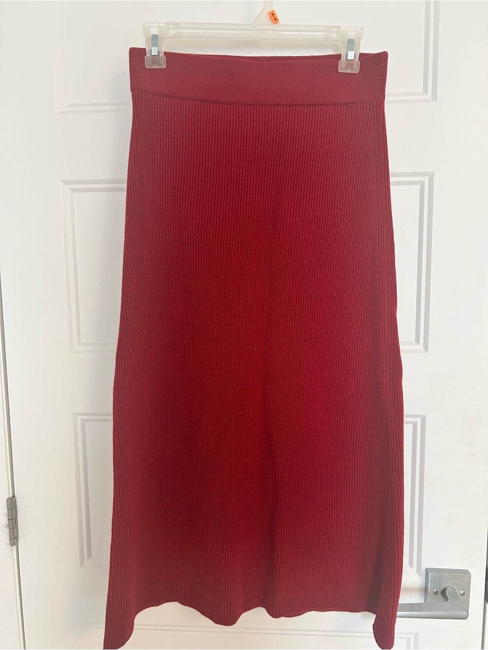 Sezane Naelle knit Midi Skirt in Deep Red